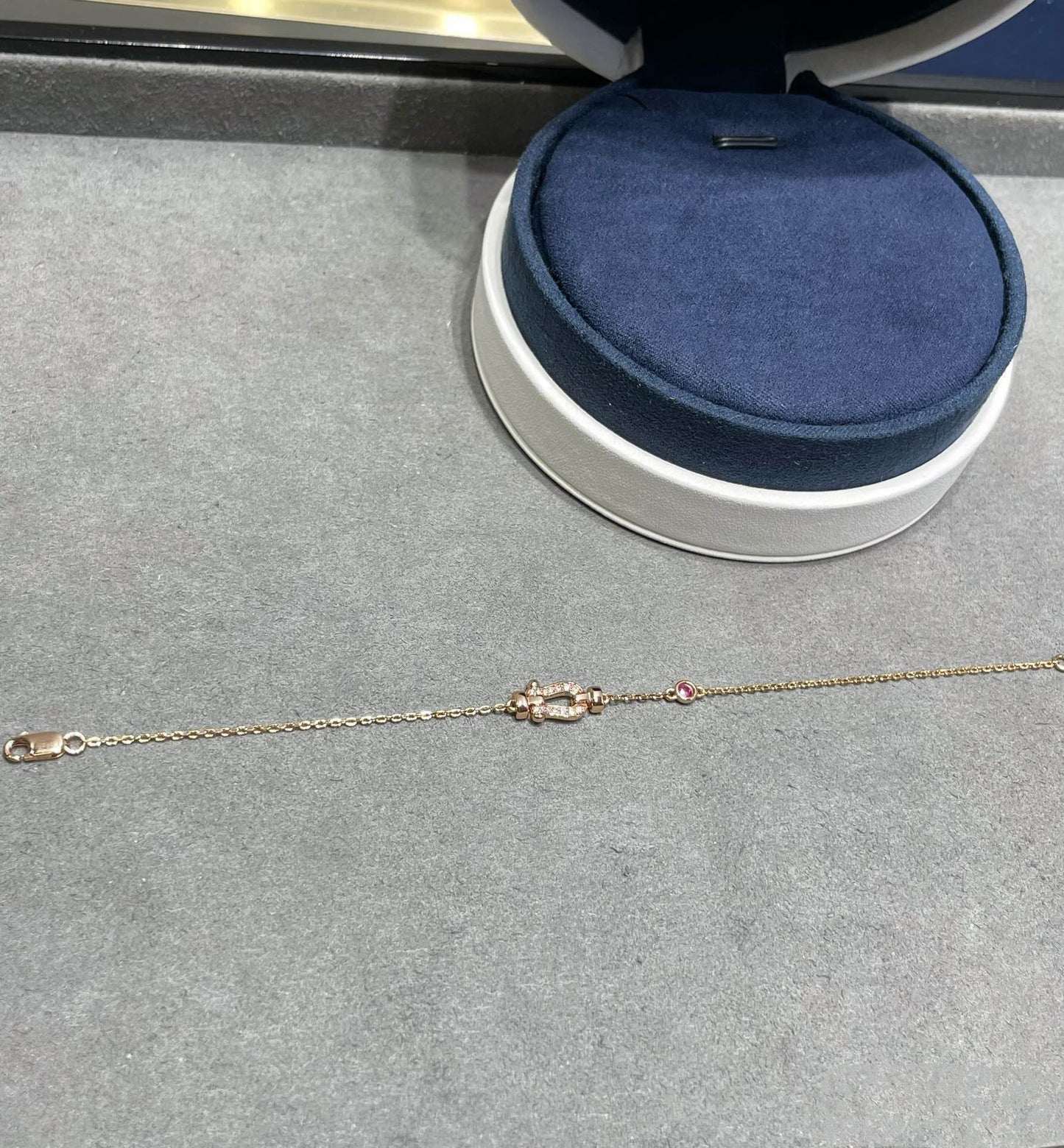 [Renovia Jewelry]FORCE 10 DIAMOND CHAIN LINK PINK GOLD BRACELET