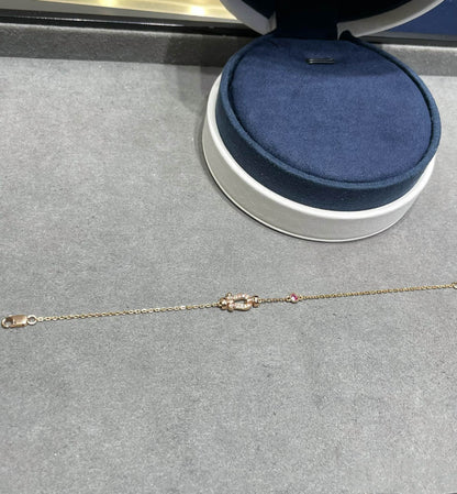 [Renovia Jewelry]FORCE 10 DIAMOND CHAIN LINK PINK GOLD BRACELET