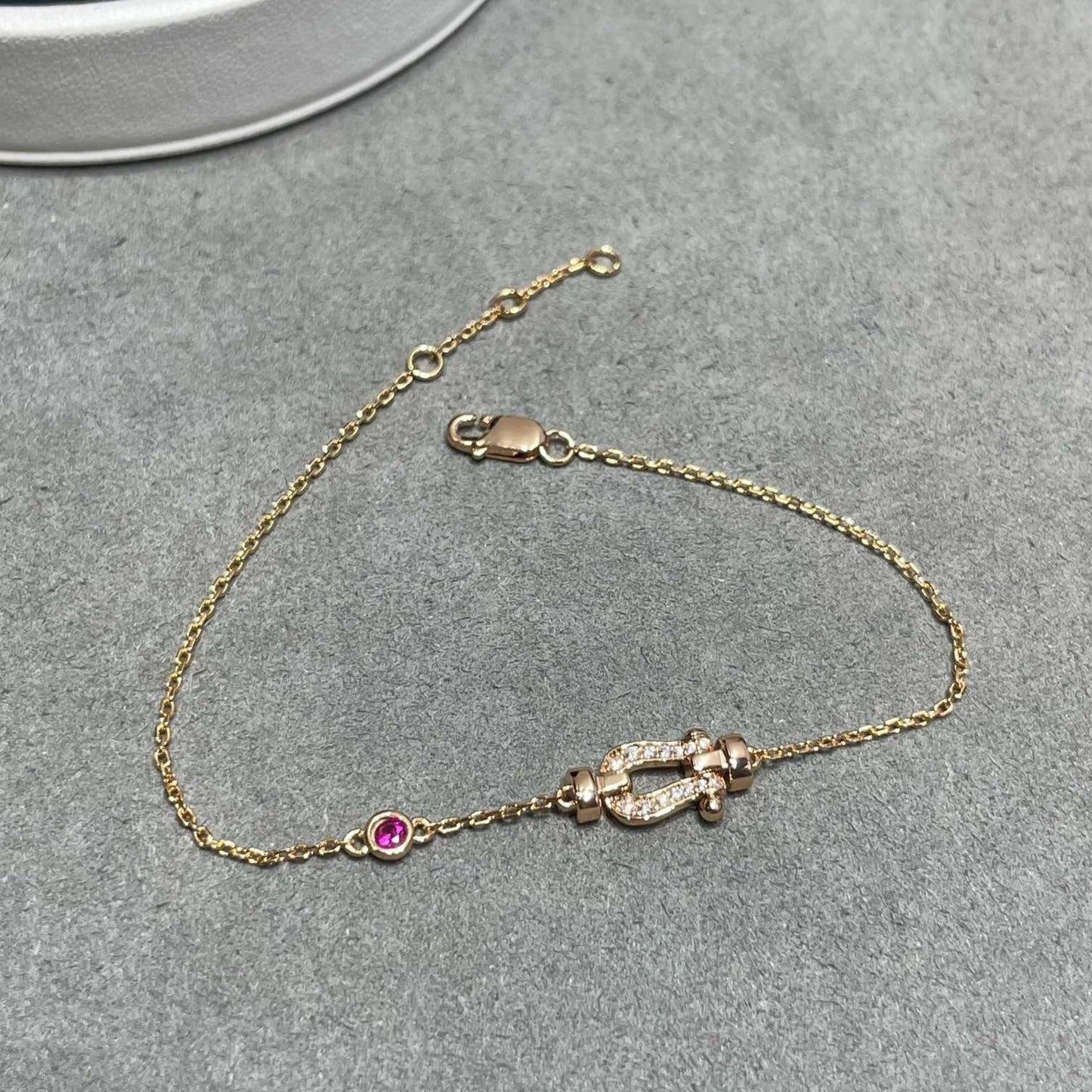 [Renovia Jewelry]FORCE 10 DIAMOND CHAIN LINK PINK GOLD BRACELET