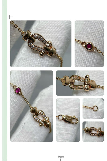 [Renovia Jewelry]FORCE 10 DIAMOND CHAIN LINK PINK GOLD BRACELET