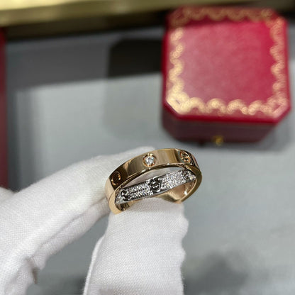 [Renovia Jewelry]LOVE PINK GOLD SILVER DIAMOND DOUBLE RING