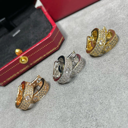 [Renovia Jewelry]LOVE 5.5MM DIAMOND PAVED EARRINGS