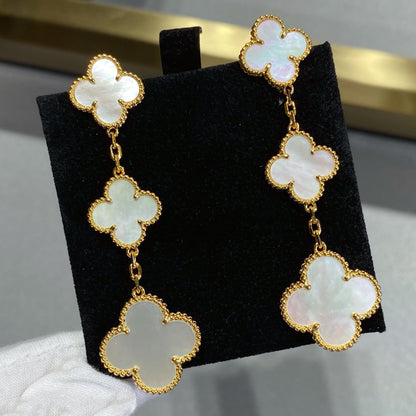 [Renovia Jewelry]CLOVER MOP 3 MOTIFS GOLD EARRINGS