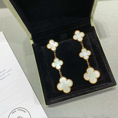 [Renovia Jewelry]CLOVER MOP 3 MOTIFS GOLD EARRINGS