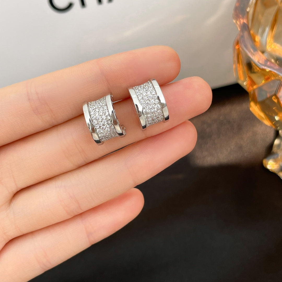 [Renovia Jewelry]ZERO 1 DIAMOND PAVED EARRINGS