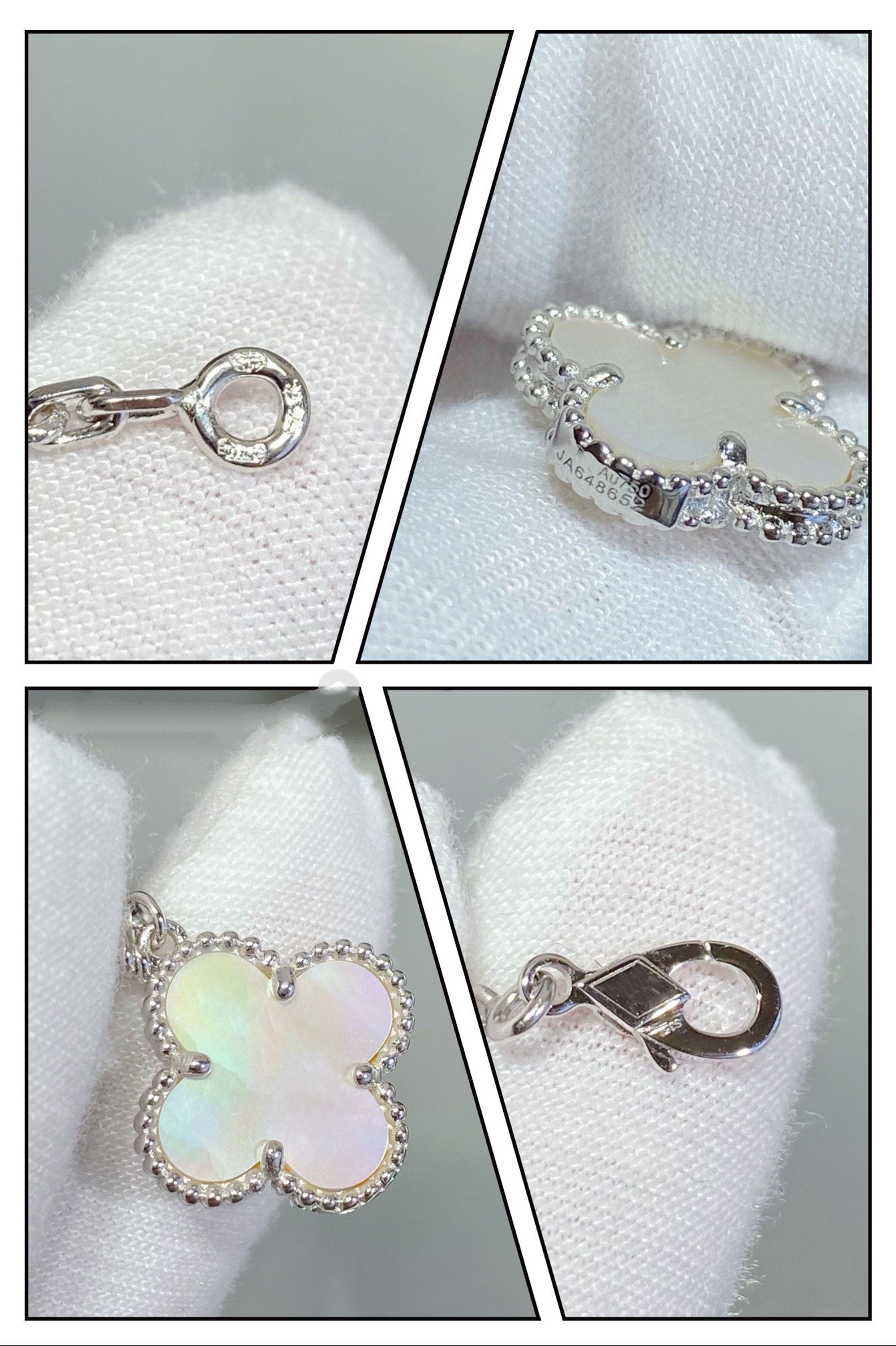 [Renovia Jewelry]CLOVER 5 MOTIF WHITE MOP SILVER BRACELET