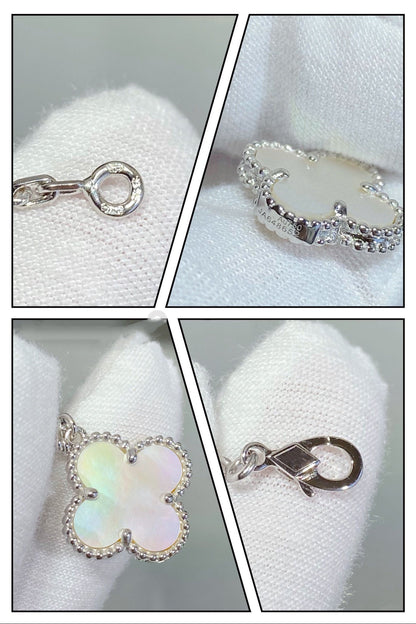 [Renovia Jewelry]CLOVER 5 MOTIF WHITE MOP SILVER BRACELET