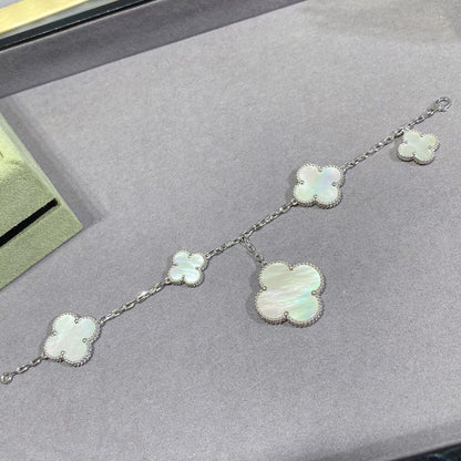 [Renovia Jewelry]CLOVER 5 MOTIF WHITE MOP SILVER BRACELET