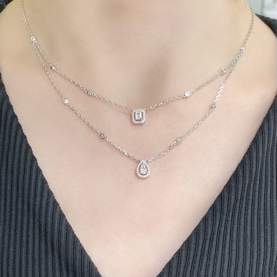 [Renovia Jewelry]MY TWIN 2 ROW DIAMOND NECKLACE