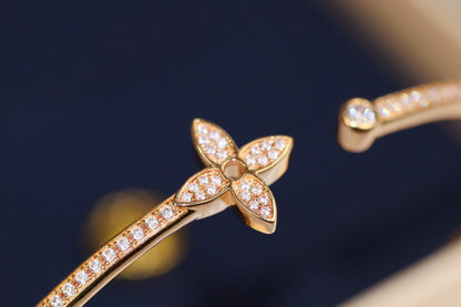 [Renovia Jewelry]IDYLLE PINK GOLD OPEN BRACELET DIAMOND PAVED