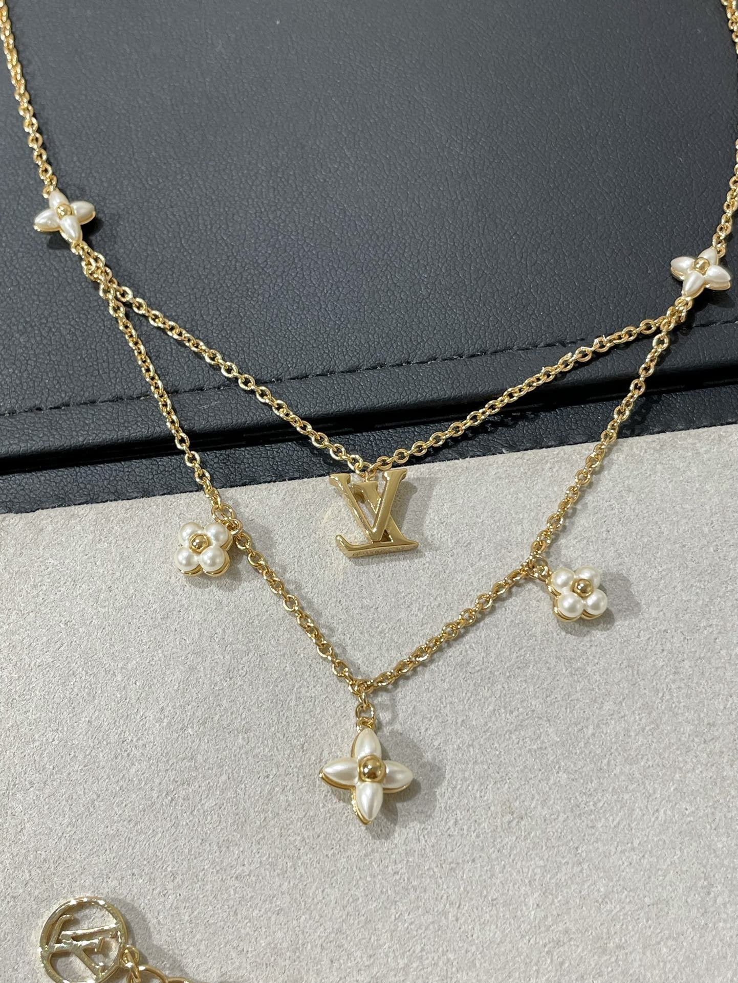 [Renovia Jewelry]FLOWERGRAM GOLD MOP DOUBLE ROW NECKLACE