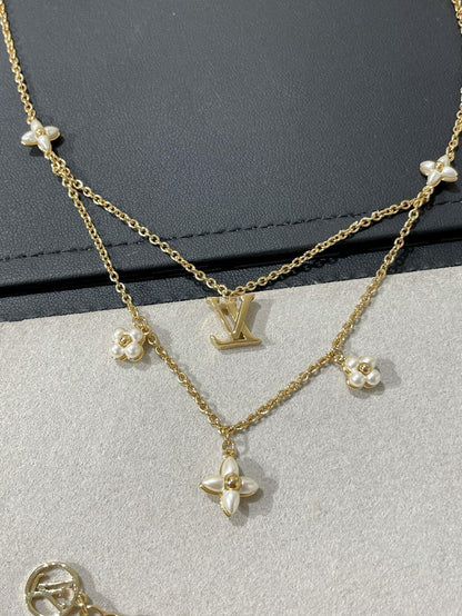 [Renovia Jewelry]FLOWERGRAM GOLD MOP DOUBLE ROW NECKLACE