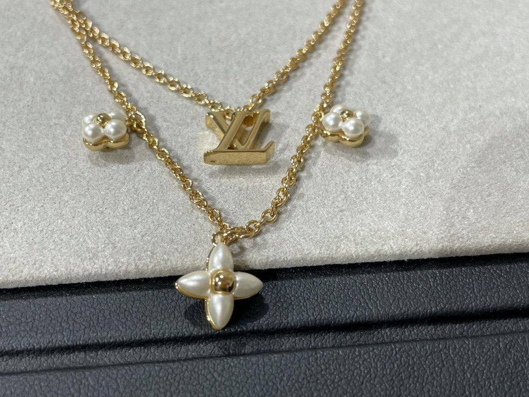[Renovia Jewelry]FLOWERGRAM GOLD MOP DOUBLE ROW NECKLACE