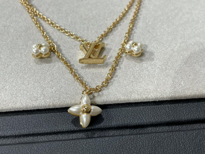 [Renovia Jewelry]FLOWERGRAM GOLD MOP DOUBLE ROW NECKLACE