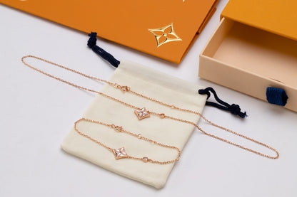 [Renovia Jewelry]STAR PINK MOP 1 DIAMOND PINK GOLD NECKLACE
