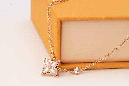 [Renovia Jewelry]STAR PINK MOP 1 DIAMOND PINK GOLD NECKLACE