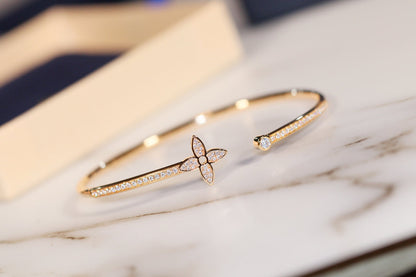 [Renovia Jewelry]IDYLLE GOLD OPEN BRACELET DIAMOND PAVED