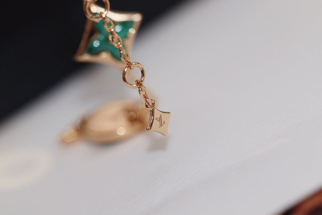 [Renovia Jewelry]STAR AND SUN 4 MOTIF PINK GOLD MALACHITE BRACELET