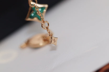 [Renovia Jewelry]STAR AND SUN 4 MOTIF PINK GOLD MALACHITE BRACELET