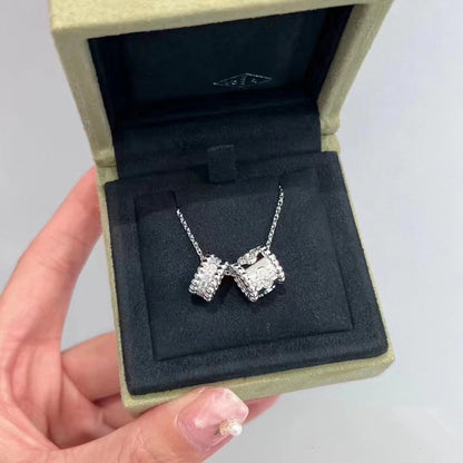 [Renovia Jewelry]PERLEE DOUBLE PENDANT SILVER DIAMOND NECKLACE