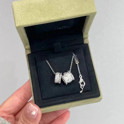 [Renovia Jewelry]PERLEE DOUBLE PENDANT SILVER DIAMOND NECKLACE