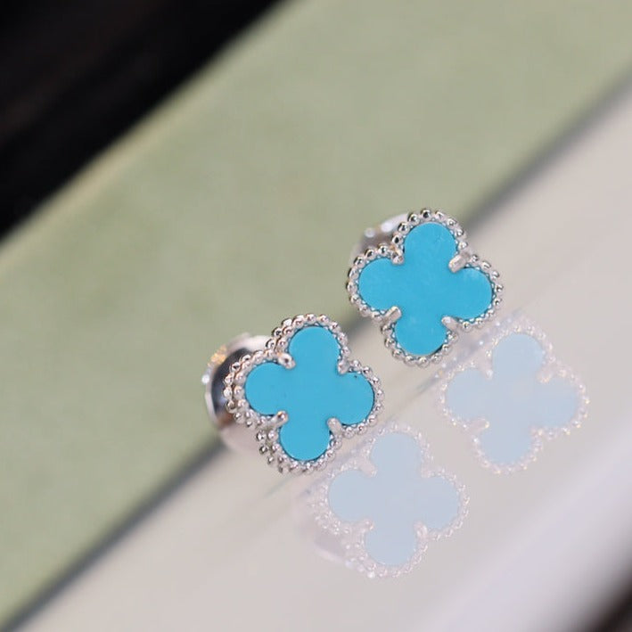 [Renovia Jewelry]CLOVER MINI TURQUOISE SILVER STUD EARRINGS