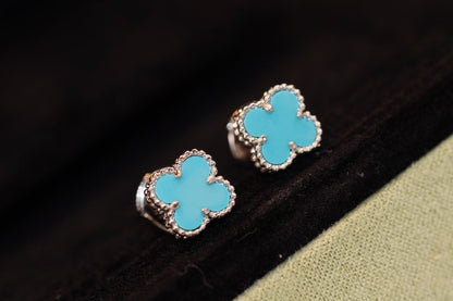 [Renovia Jewelry]CLOVER MINI TURQUOISE SILVER STUD EARRINGS