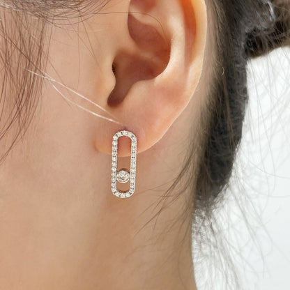 [Renovia Jewelry]MOVE UNO STUD DIAMOND PAVED EARRINGS