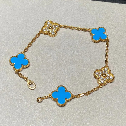 [Renovia Jewelry] CLOVER 5 MOTIF BLUE AGATE BRACELET COLLECTION