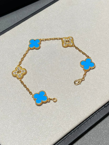 [Renovia Jewelry] CLOVER 5 MOTIF BLUE AGATE BRACELET COLLECTION
