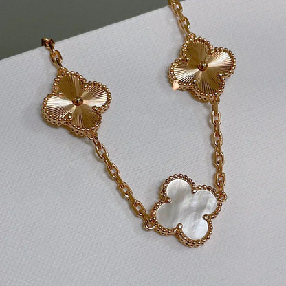 [Renovia Jewelry]CLOVER WHITE PEARL MOP 5 MOTIF BRACELET COLLECTION