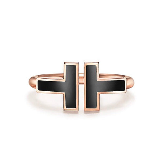 [Renovia Jewelry]T SMALL ONYX PINK GOLD RING