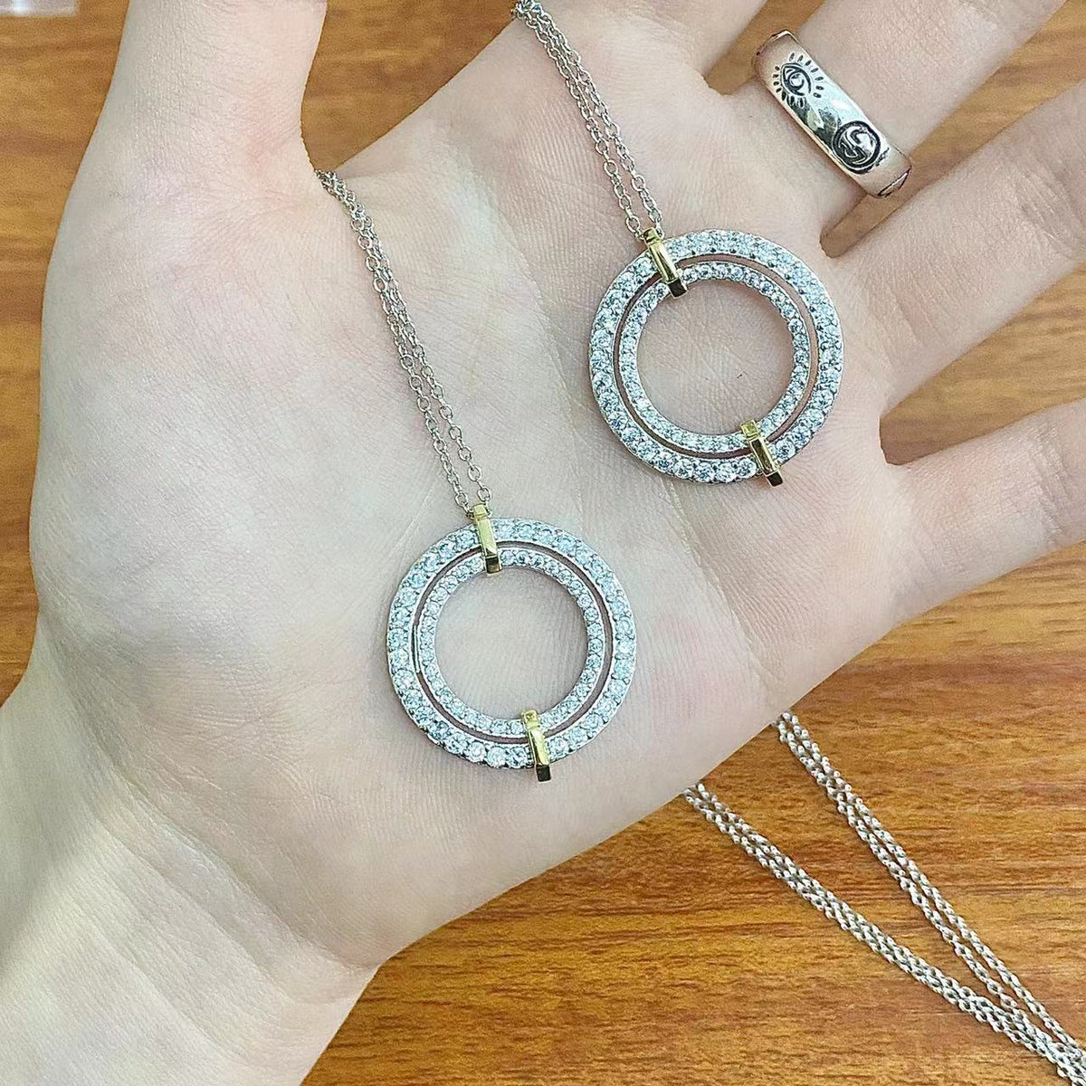 [Renovia Jewelry]EDGE DIAMOND GOLD SILVER NECKLACE