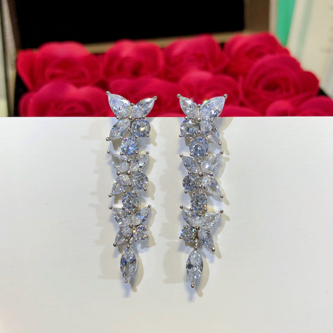 [Renovia Jewelry]VICTORIA SILVER DIAMOND DROP EARRINGS