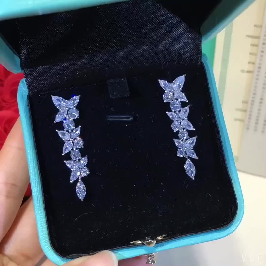 [Renovia Jewelry]VICTORIA SILVER DIAMOND DROP EARRINGS