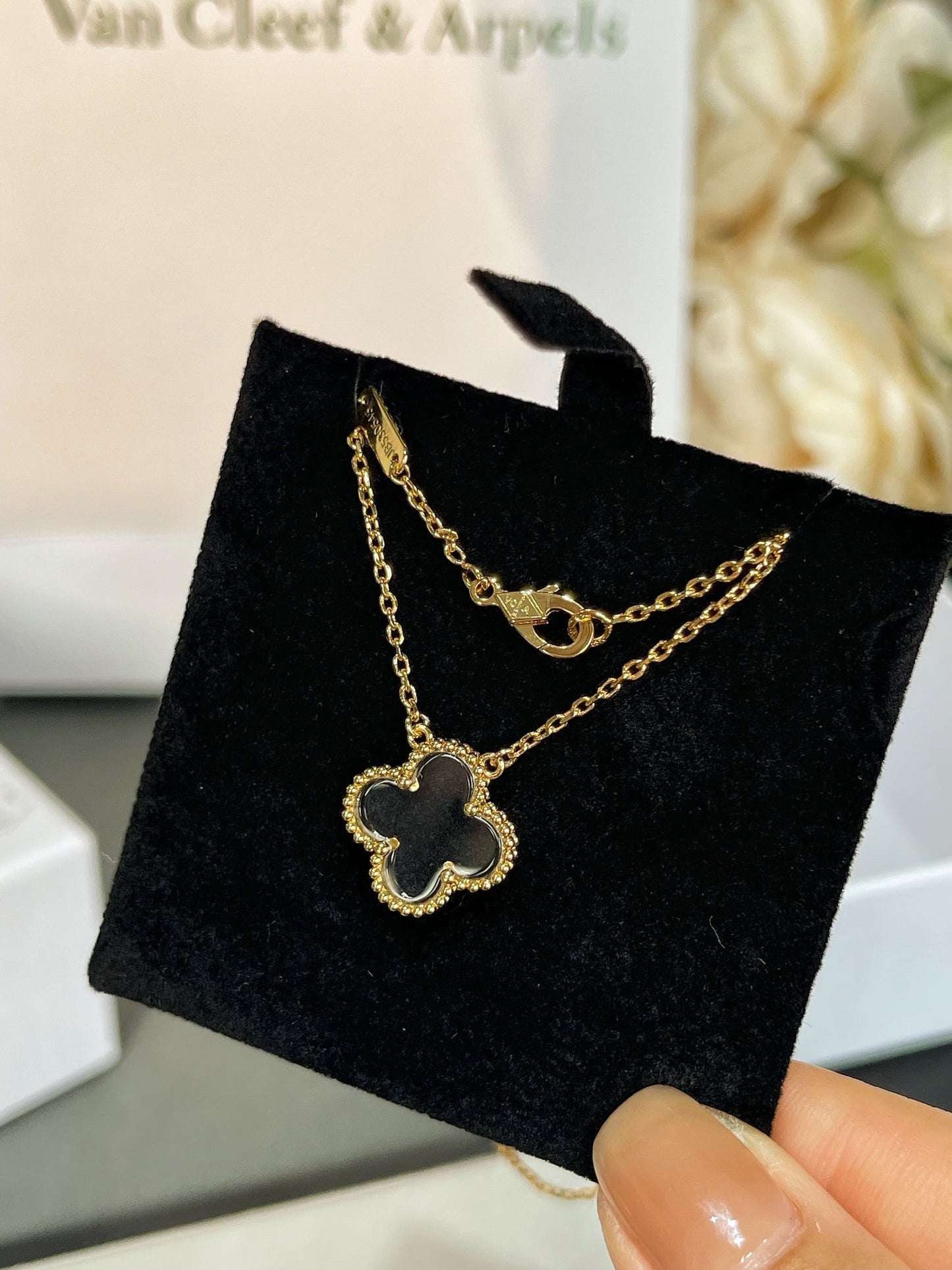 [Renovia Jewelry]CLOVER ROCK CRYSTAL ROSE GOLD NECKLACE