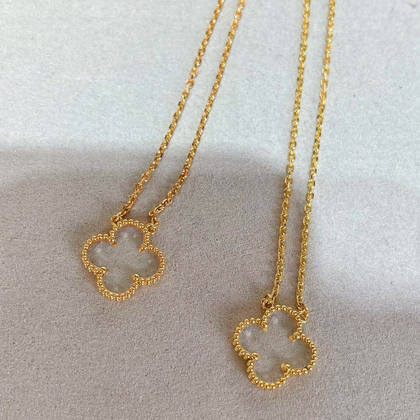 [Renovia Jewelry]CLOVER ROCK CRYSTAL ROSE GOLD NECKLACE