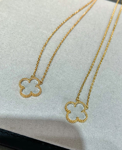 [Renovia Jewelry]CLOVER ROCK CRYSTAL ROSE GOLD NECKLACE
