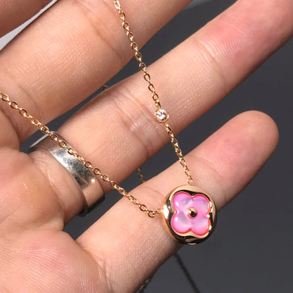 [Renovia Jewelry]COLOR BLOSSOM PINK MOP SUN GOLD NECKLACE