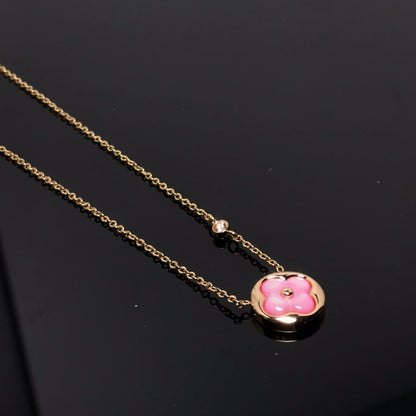 [Renovia Jewelry]COLOR BLOSSOM PINK MOP SUN GOLD NECKLACE