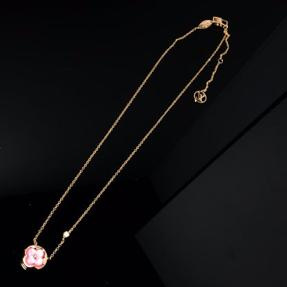 [Renovia Jewelry]COLOR BLOSSOM PINK MOP SUN GOLD NECKLACE