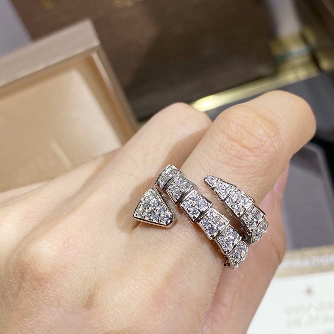 [Renovia Jewelry]SERPENTI DOUBLE RING SILVER DIAMOND PAVED