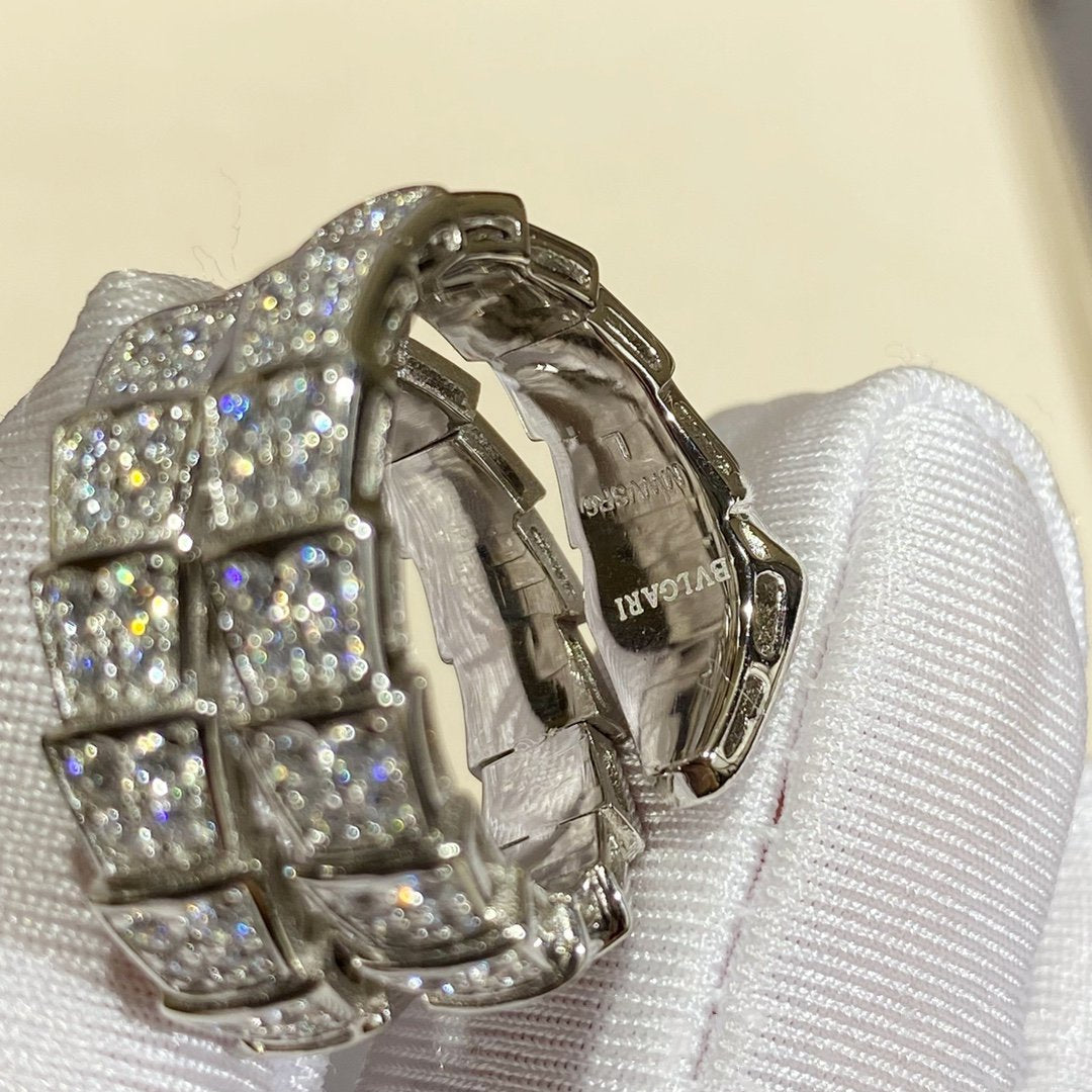 [Renovia Jewelry]SERPENTI DOUBLE RING SILVER DIAMOND PAVED