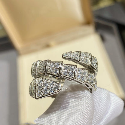 [Renovia Jewelry]SERPENTI DOUBLE RING SILVER DIAMOND PAVED