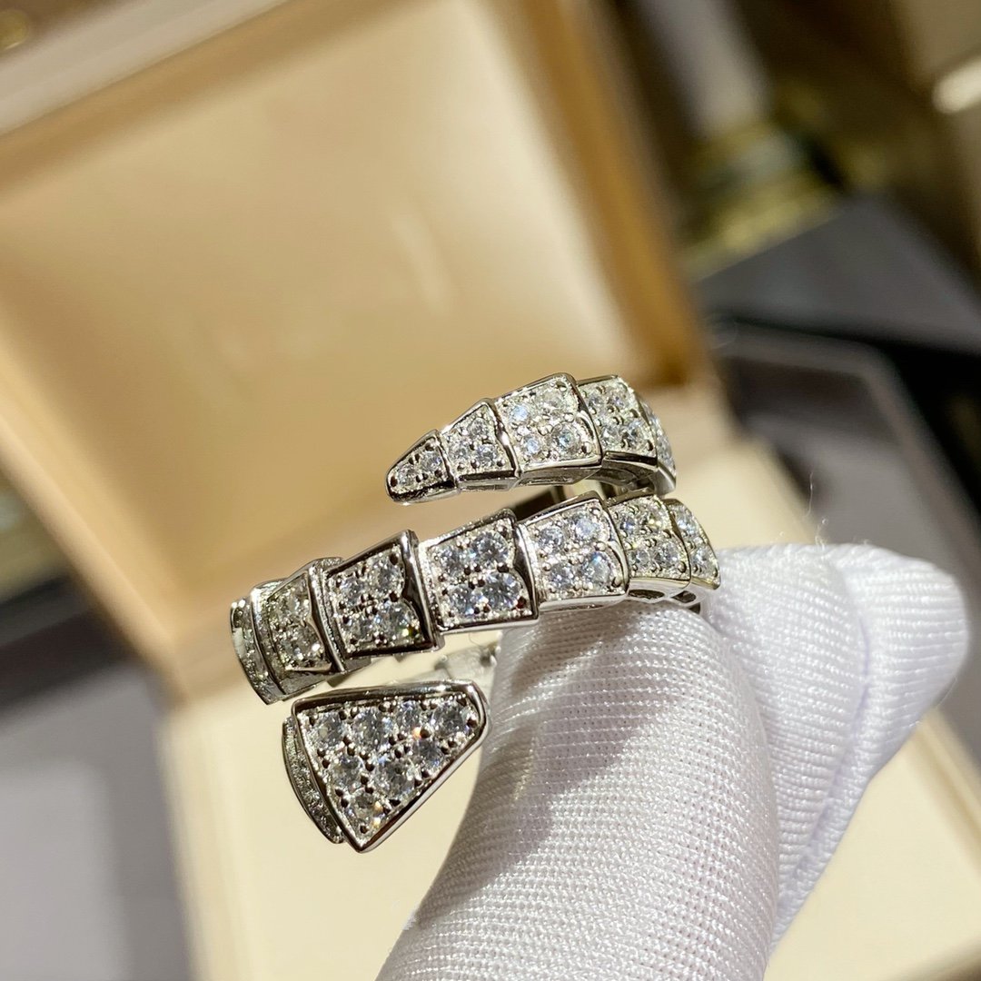 [Renovia Jewelry]SERPENTI DOUBLE RING SILVER DIAMOND PAVED