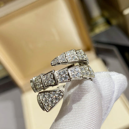 [Renovia Jewelry]SERPENTI DOUBLE RING SILVER DIAMOND PAVED