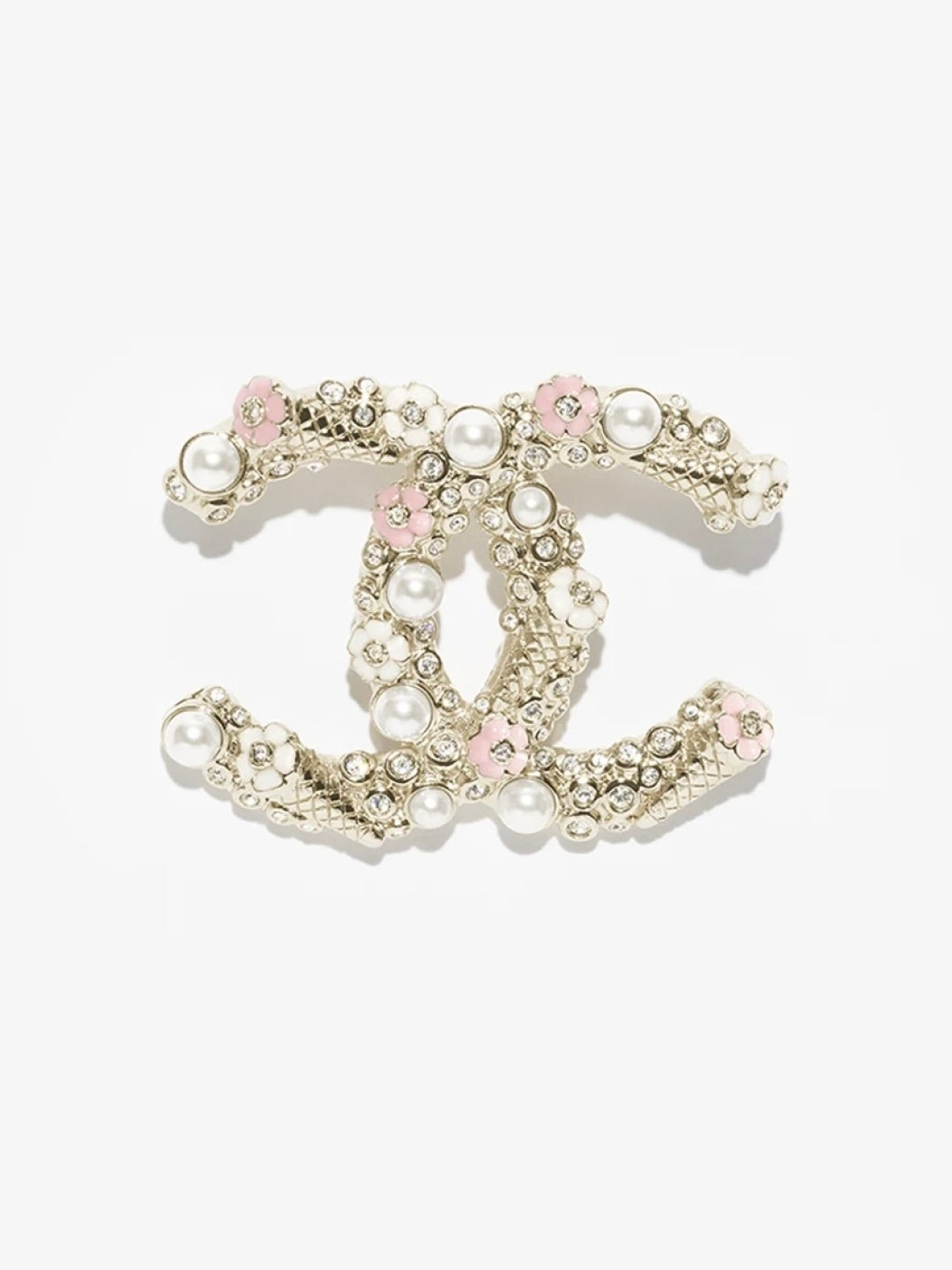 [Renovia Jewelry]26C Pink-White Enamel Ice Cream Cone Double C Brooch