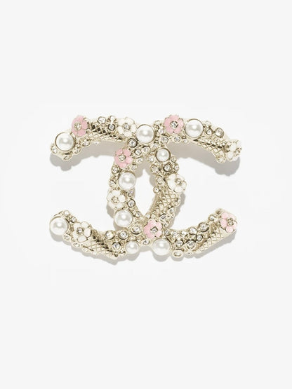 [Renovia Jewelry]26C Pink-White Enamel Ice Cream Cone Double C Brooch