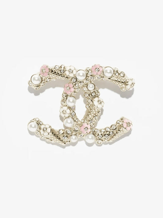[Renovia Jewelry]26C Pink-White Enamel Ice Cream Cone Double C Brooch