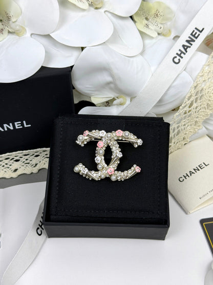 [Renovia Jewelry]26C Pink-White Enamel Ice Cream Cone Double C Brooch